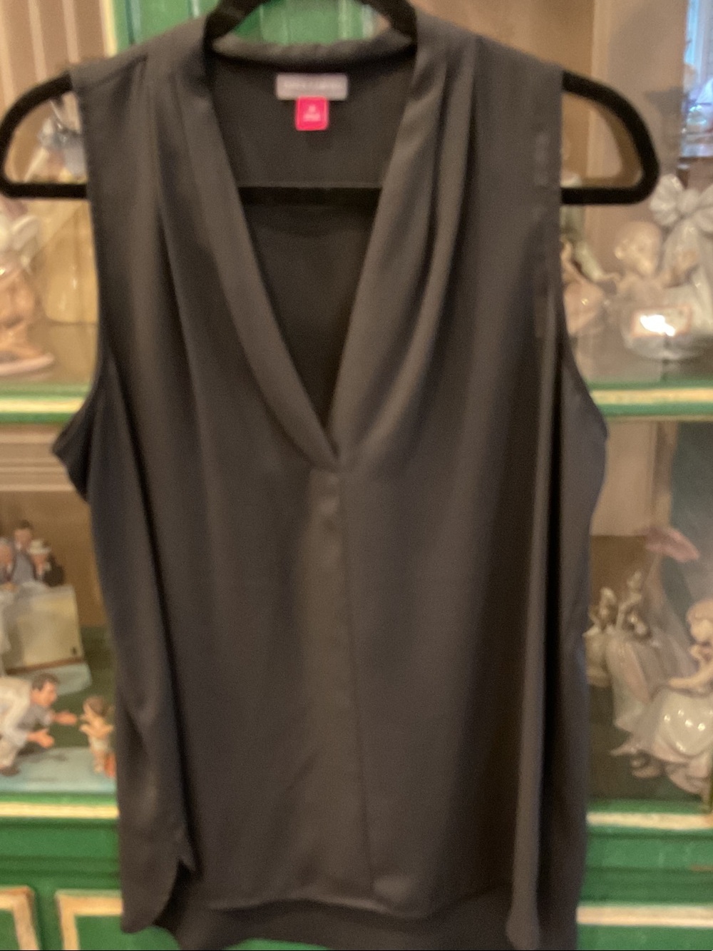 Vince Camuto Black Draped V-Neck Sleeveless Top